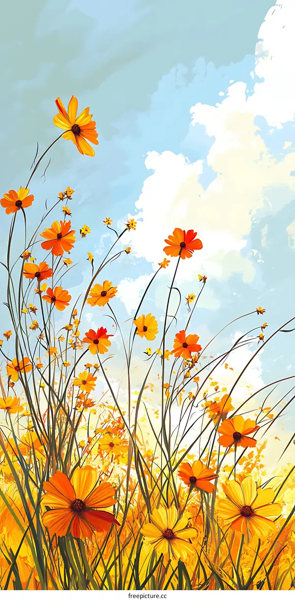 Yellow Flowers Watercolor Painting