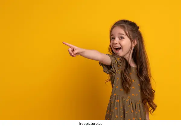 Little girl pointing at something
