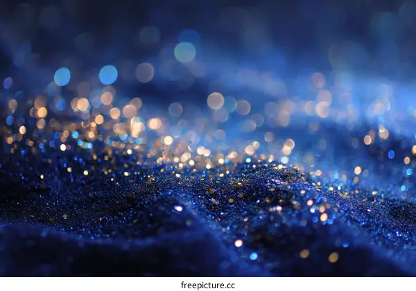 Abstract Blue Glitter Background with Bokeh