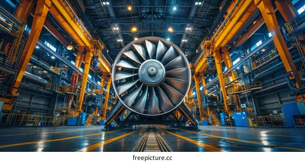 Large Industrial Fan on Assembly Line in Factory