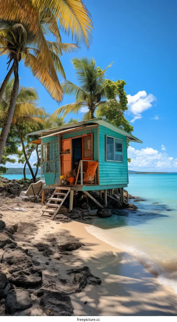 Tranquil Beach House with Palm Trees
