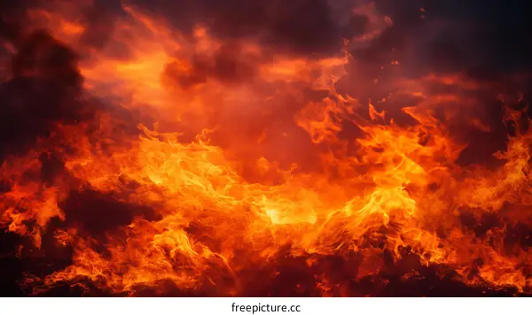 Fiery Inferno: Flames Consuming in a Large Fire