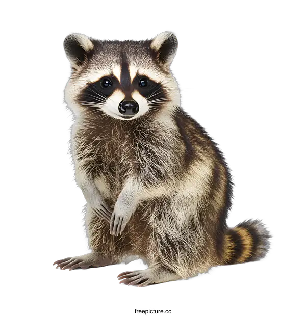[Transparent Background PNG]Cute Raccoon Sitting on White Background