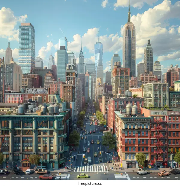 Manhattan Skyline with Iconic Buildings