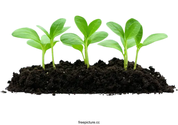 [Transparent Background PNG]Sprouting Plants in Soil