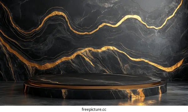 Luxury Black Marble Podium Display Background
