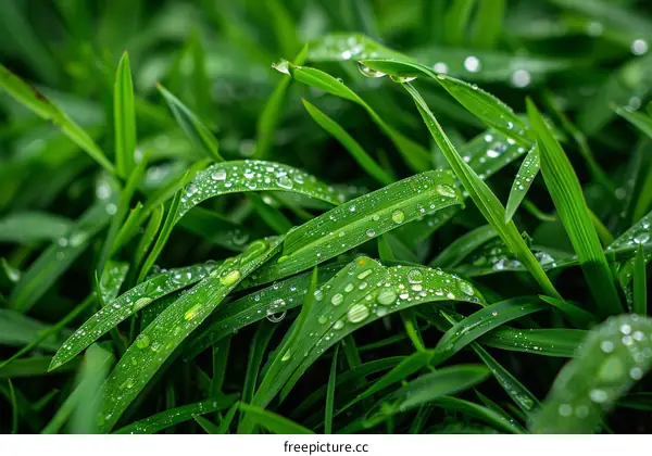 Close-up of green grass with water droplets