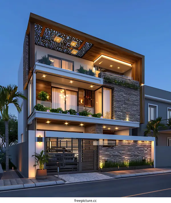 The exterior design of a modern residential building