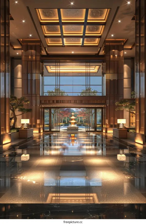 Chinese style hotel lobby