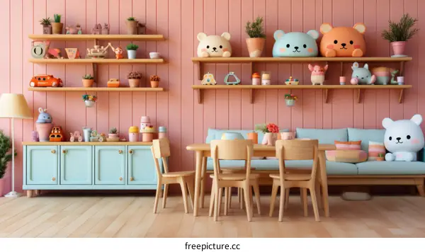 A Cozy Minimalist Playroom With a Soft Pastel Color Palette