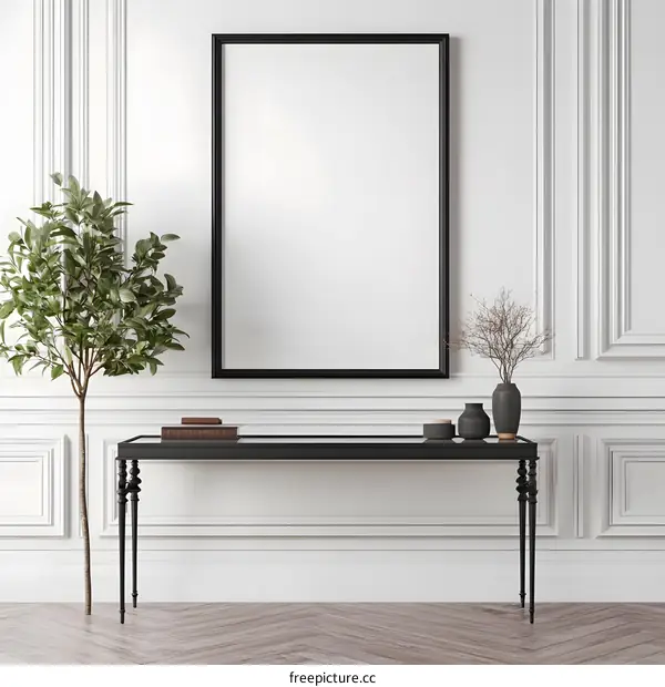 Blank Wall Frame Mockup Minimalist Living Room Interior Design
