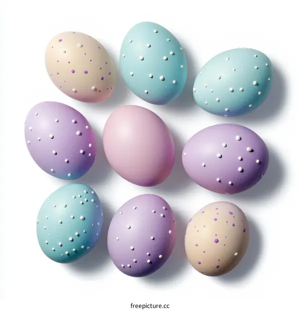 Colorful Easter Eggs Arrangement on White Background