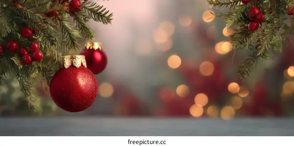 Christmas Decorations with Festive Lights Background