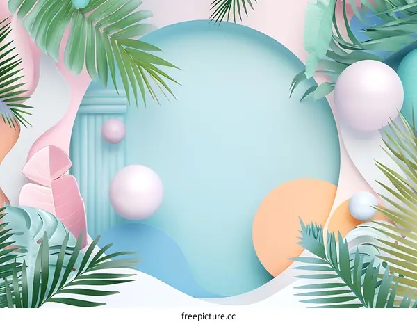 Tropical Leaves and Abstract Shapes Background