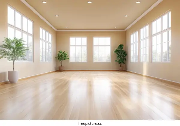 Empty Spacious Room with Large Windows