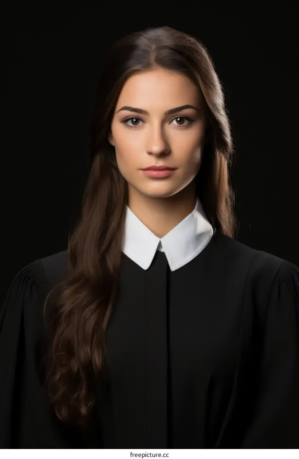 Portrait of a young female judge in her robes