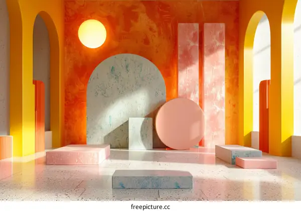 Colorful Geometric Interior Design Illustration