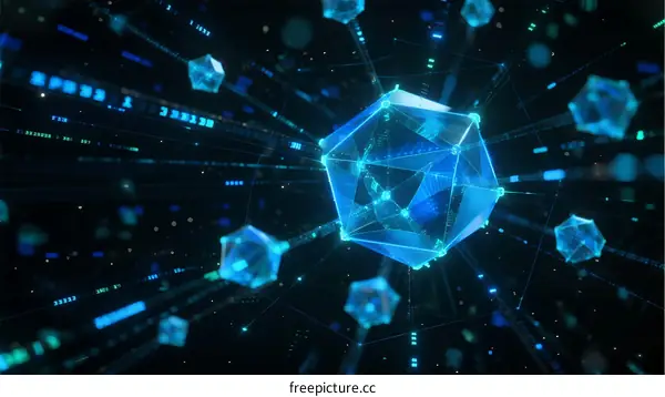 Futuristic Geometric Structure with Connecting Lines and Points