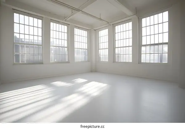 Empty White Room With Large Windows