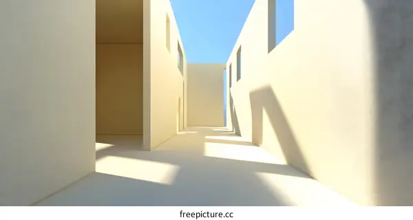 Minimalist Architecture Design With White Walls And Skylight