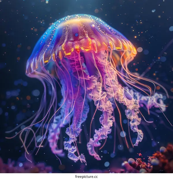 Stunning Bioluminescent Jellyfish in the Deep Sea