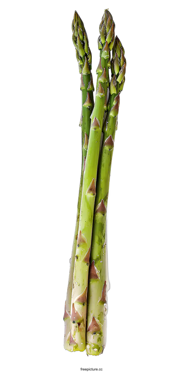[Transparent Background PNG]Fresh Green Asparagus Stalks on White Background