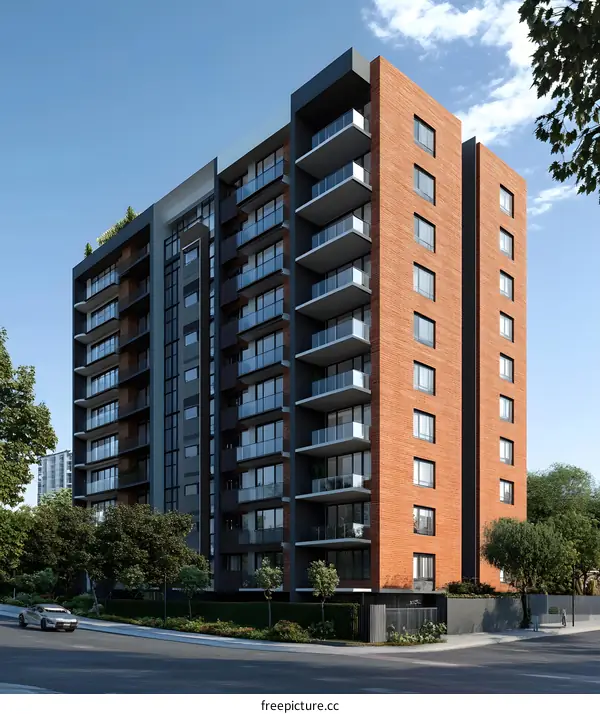 Modern Brick Apartment Building Exterior Design