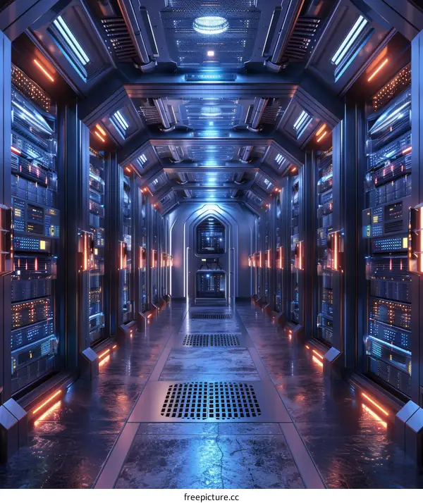 Futuristic Server Room Corridor