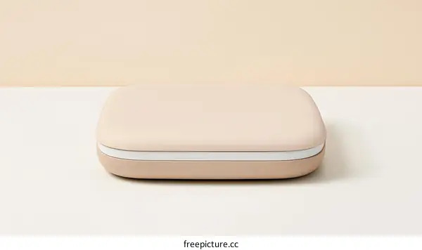 Beige Portable Photo Printer on White Surface