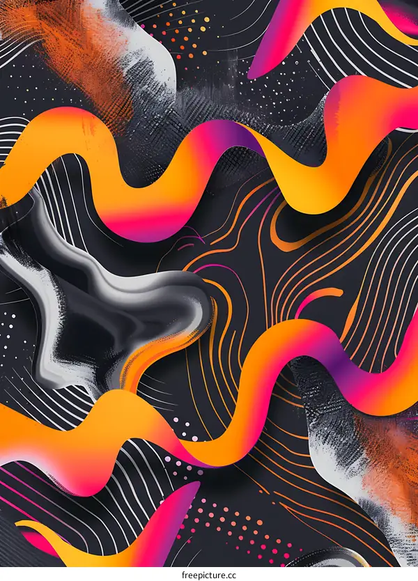 Abstract Colorful Swirling Design with Black Background