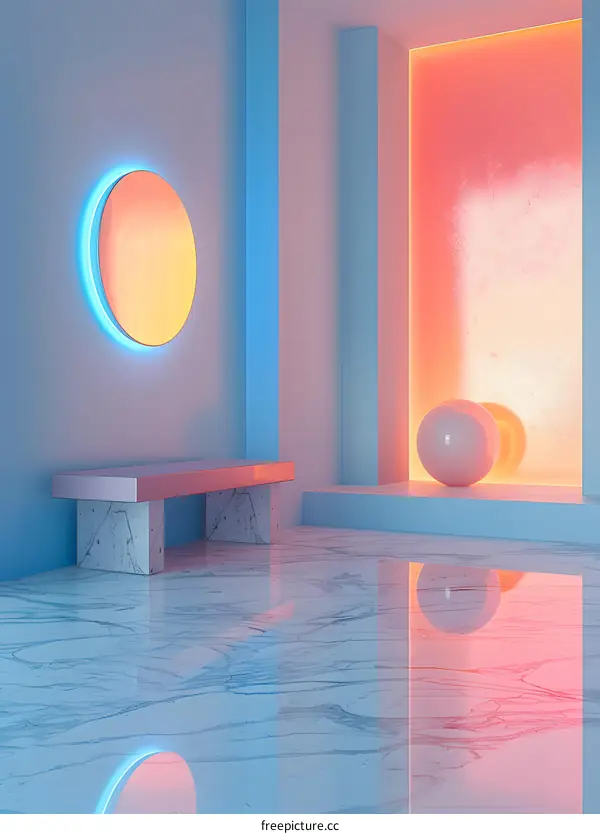 Blue and pink pastel surreal room