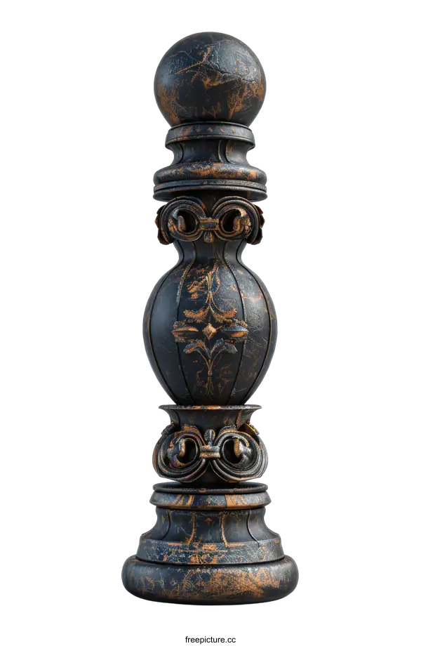 [Transparent Background PNG]Ornamental Column Isolated on Black