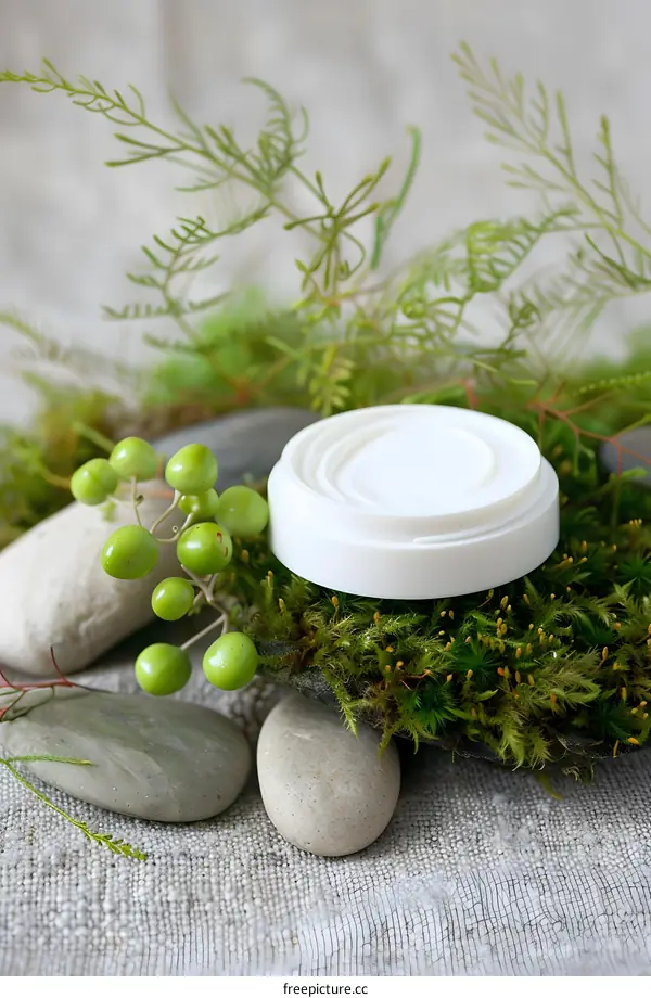 Natural Spa Treatment with White Soap on Mossy Rock