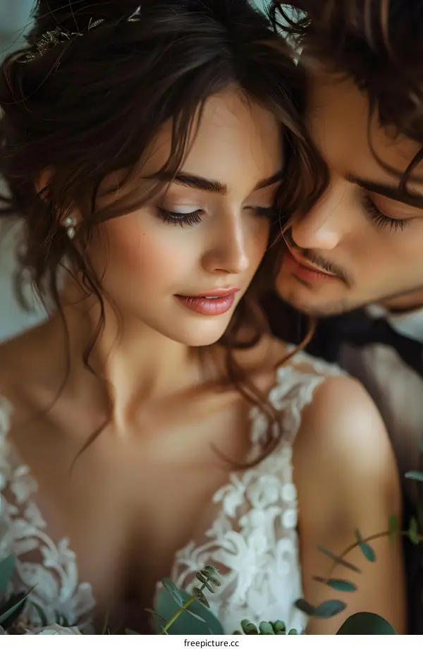 Beautiful bride and groom on their wedding day