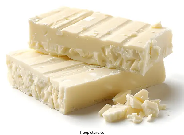 White Chocolate Bar On A White Background