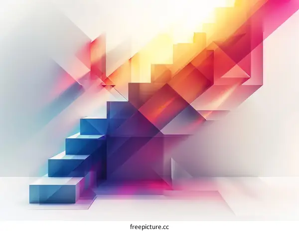 Abstract Geometric Staircase: Ascending in Bright Colors