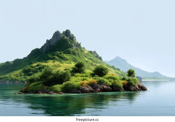 Serene Island Mountain Scenery