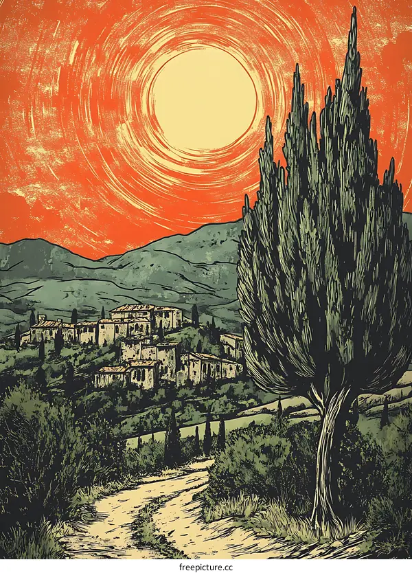 Sunset over Italian Village