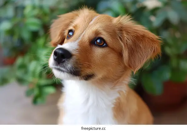 Adorable Puppy Looking Up