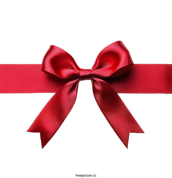 [Transparent Background PNG]Red Satin Ribbon Bow on White Background