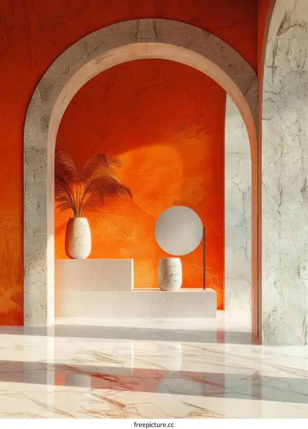 Stylish Interior Design with Orange Accent Wall