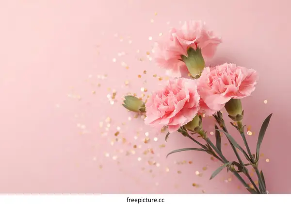 Delicate Pink Carnations on a Pastel Background