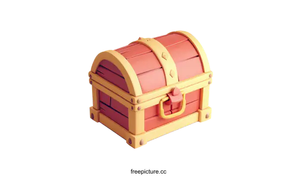 [Transparent Background PNG]3D Medieval Wooden Chest with Gold Coins