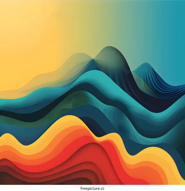 Abstract Colorful Wavy Lines Background Design