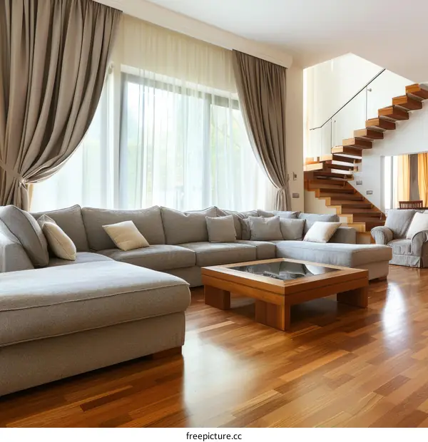 Bright modern living room interior design