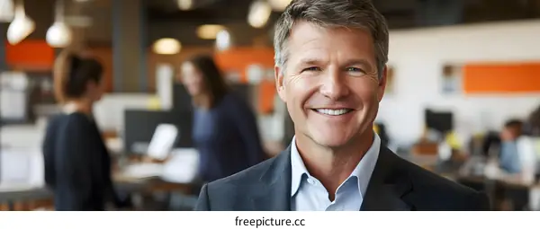Smiling Businessman in Office Setting