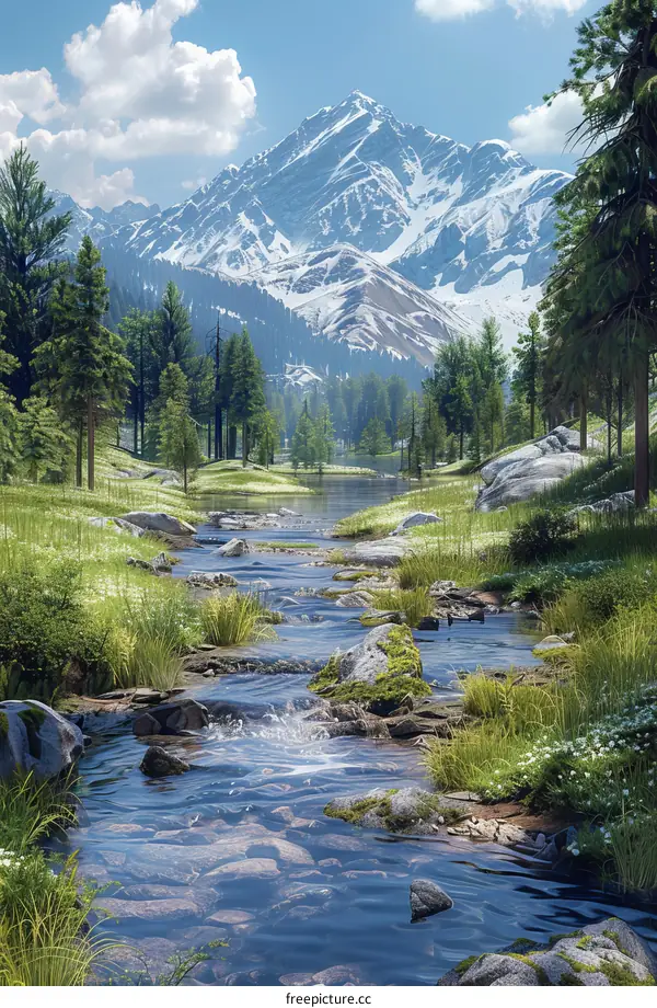 Amazing Mountain Landscape - River, Trees, Rocks