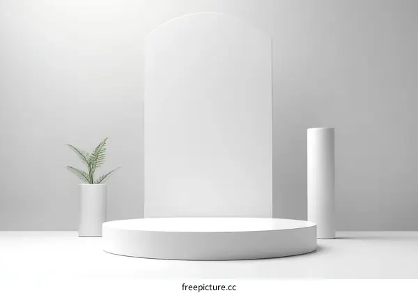 Minimalist White Display Podium Scene