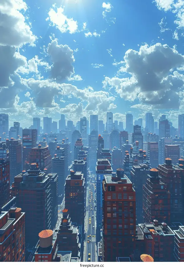 New York City Aerial - An Aerial View Over New York City's Skyline and Streets