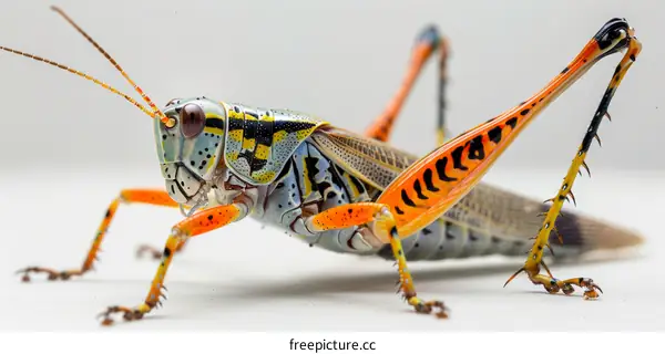 Colorful Lubber Grasshopper on White